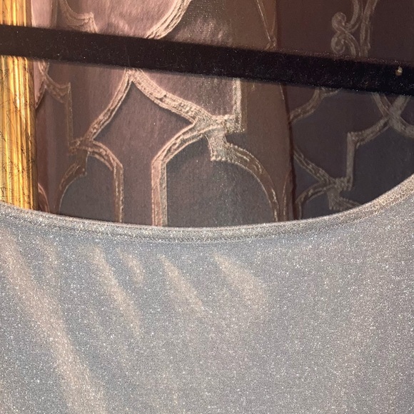 MED Ann Taylor Sparkly Platinum Stretch Tank w/Adjustable Straps 22 1/2”H 15”W - Picture 2 of 11